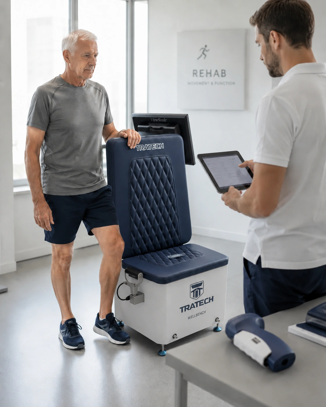 Persona mayor con sarcopenia usando WellBench